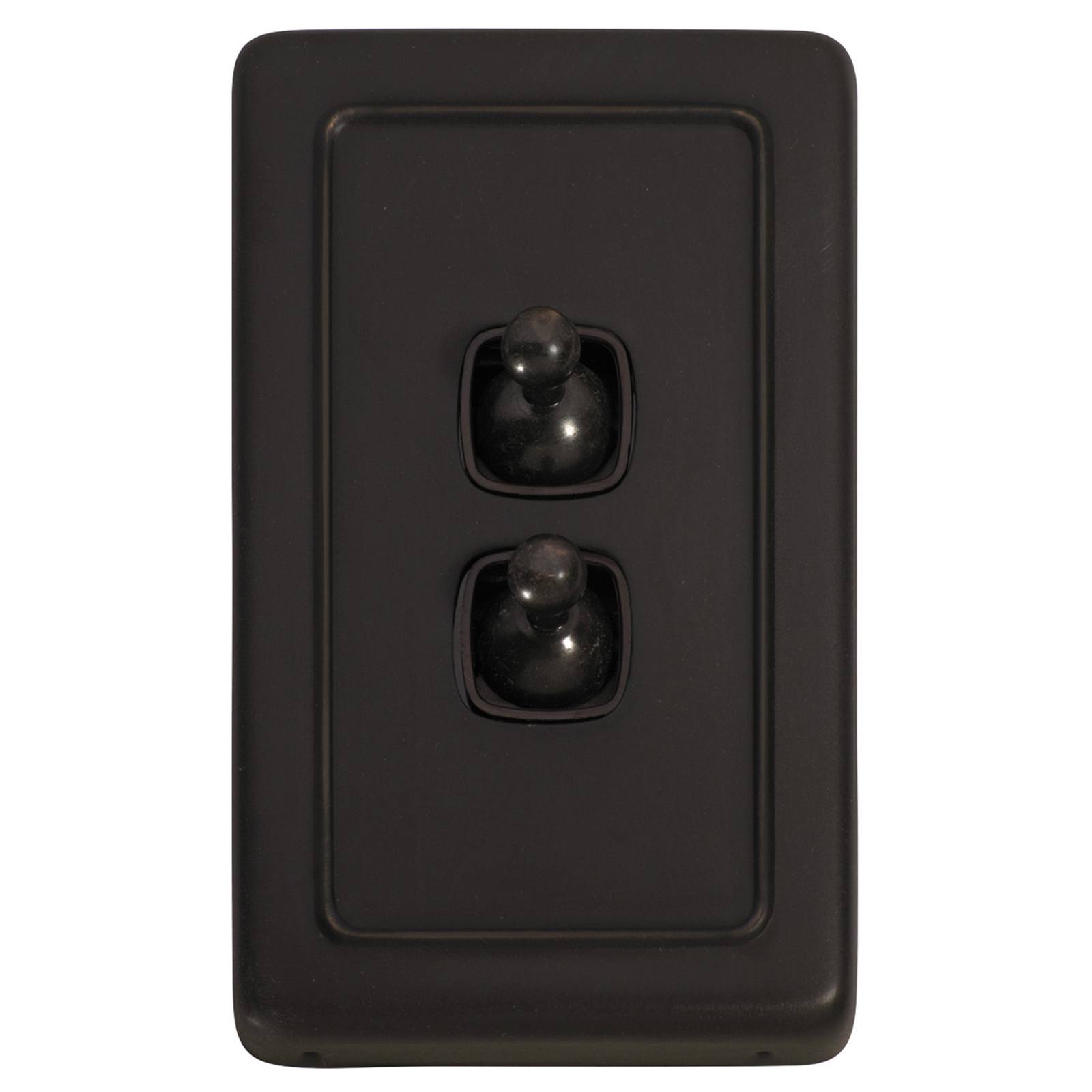 Clip On 2 Gang Toggle Switch, Antique Copper Brown