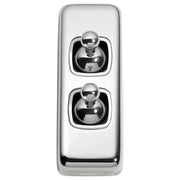 Small Clip On 2 Gang Toggle Switch, Chrome & White