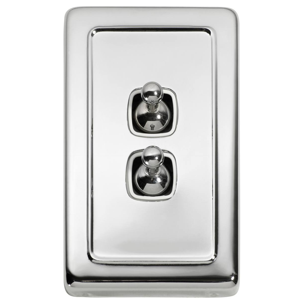 Clip On 2 Gang Rocker Switch, Chrome/White