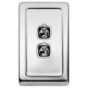 Clip On 2 Gang Rocker Switch, Chrome/White