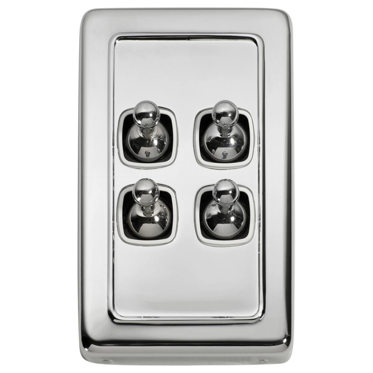 Clip On 4 Gang Toggle Switch, Chrome White