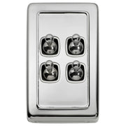Clip On 4 Gang Toggle Switch, Chrome White