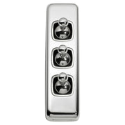 Switch Flat Plate Toggle 3 Gan White Chrome Plated