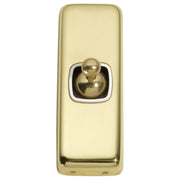 Small Clip On 1 Gang Toggle Switch, Polished Brass