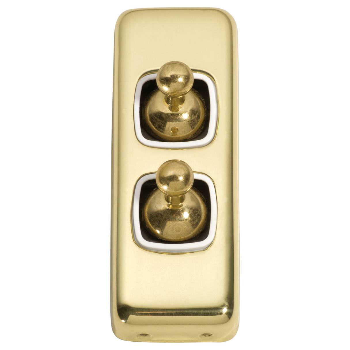 Small Clip On 2 Gang Toggle Switch, Polished Brass