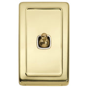 Clip On 1 Gang Toggle Switch, Polished Brass White