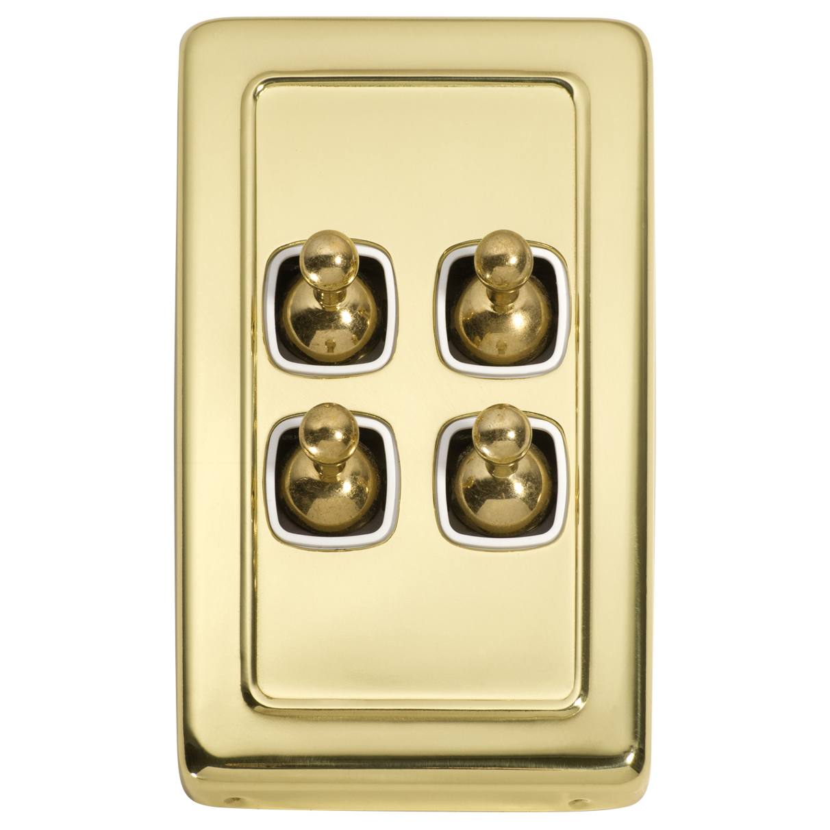 Clip On 4 Gang Toggle Switch, Polished Brass White