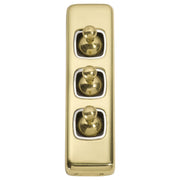 Small Clip On 3 Gang Toggle Switch, Polished Brass
