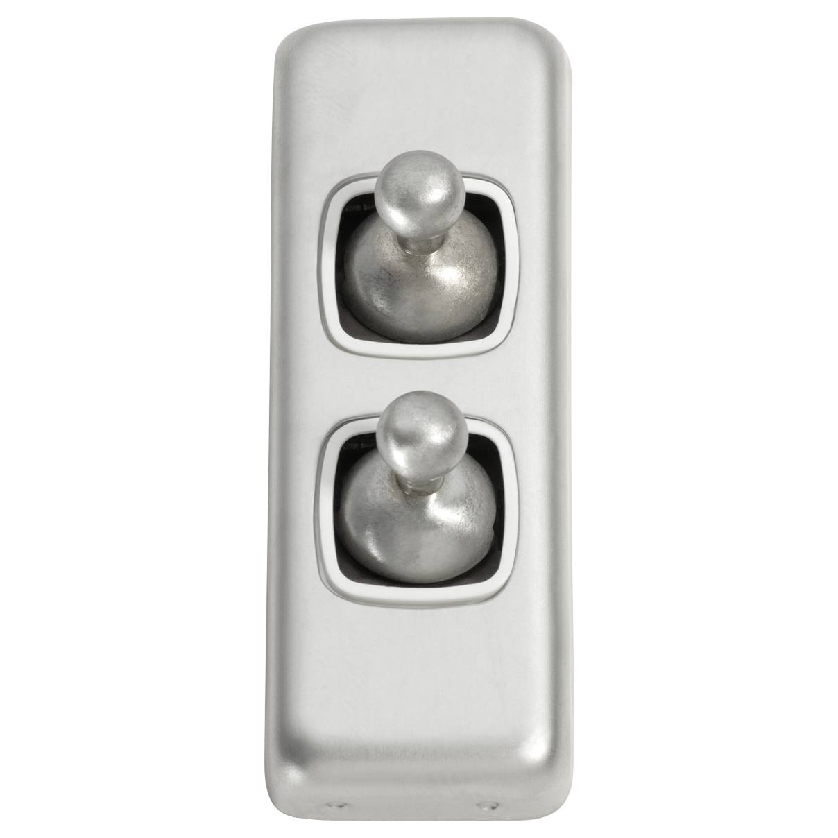 Small Double Toggle Wall Switch, Satin Chrome