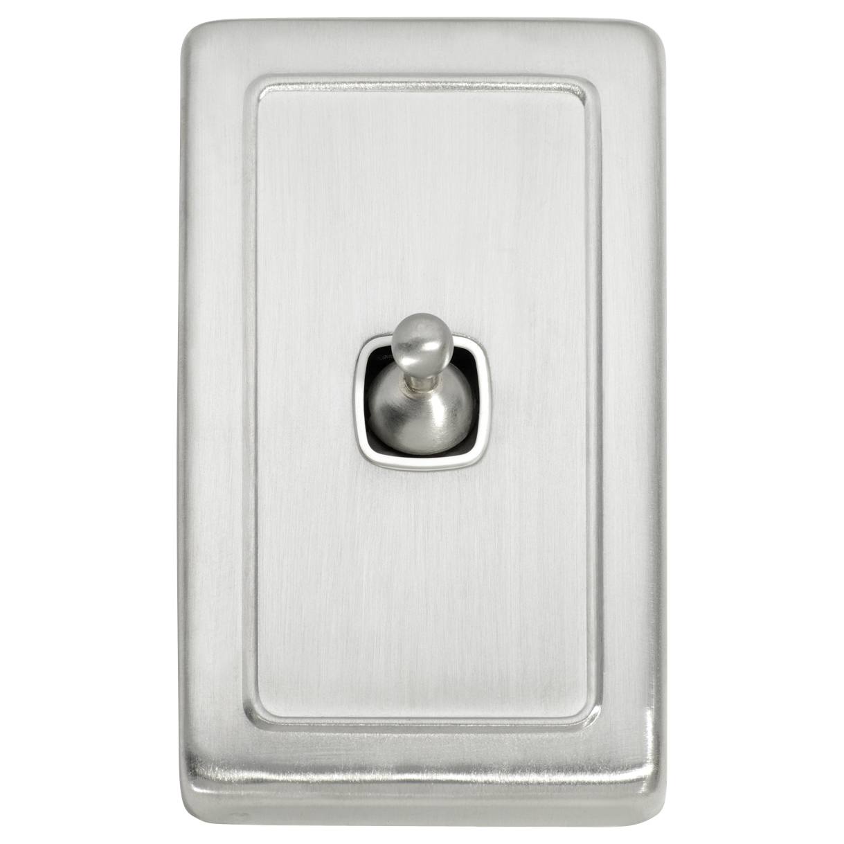 Clip On 1 Gang Toggle Switch, Satin Chrome White