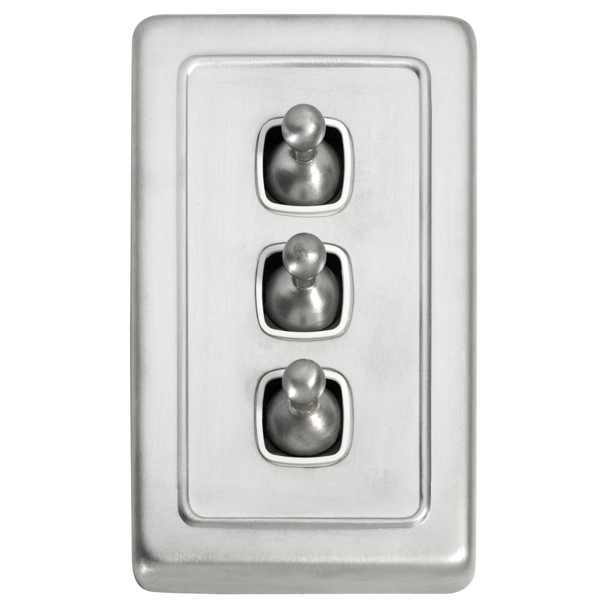 Clip On 3 Gang Toggle Switch, Satin Chrome White