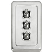Clip On 3 Gang Toggle Switch, Satin Chrome White