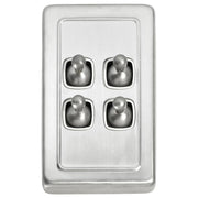 Clip On 4 Gang Toggle Switch, Satin Chrome White