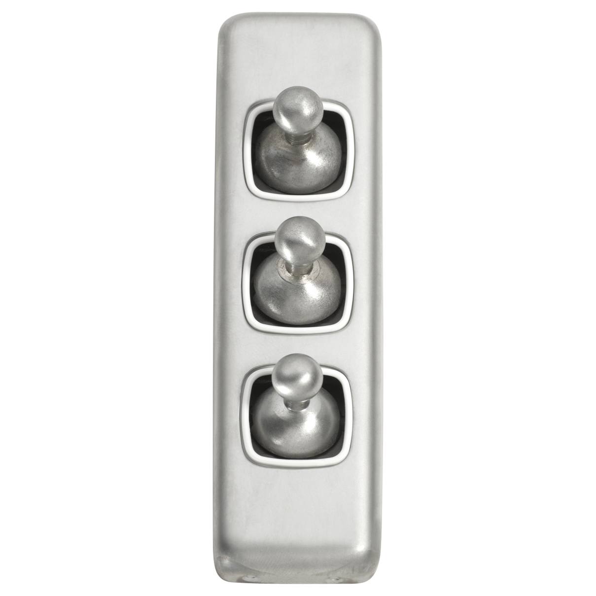Small Clip On 3 Gang Toggle Switch, Satin Chrome W