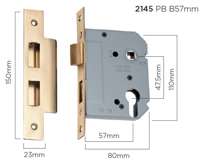 New 5 Euro Lever Lock (57mm Backset), Rumble Nick