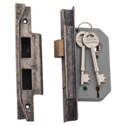 Mortice Lock 5 Lever Rebated RN CTC57mm BS 46mm, Rumbled Nickel