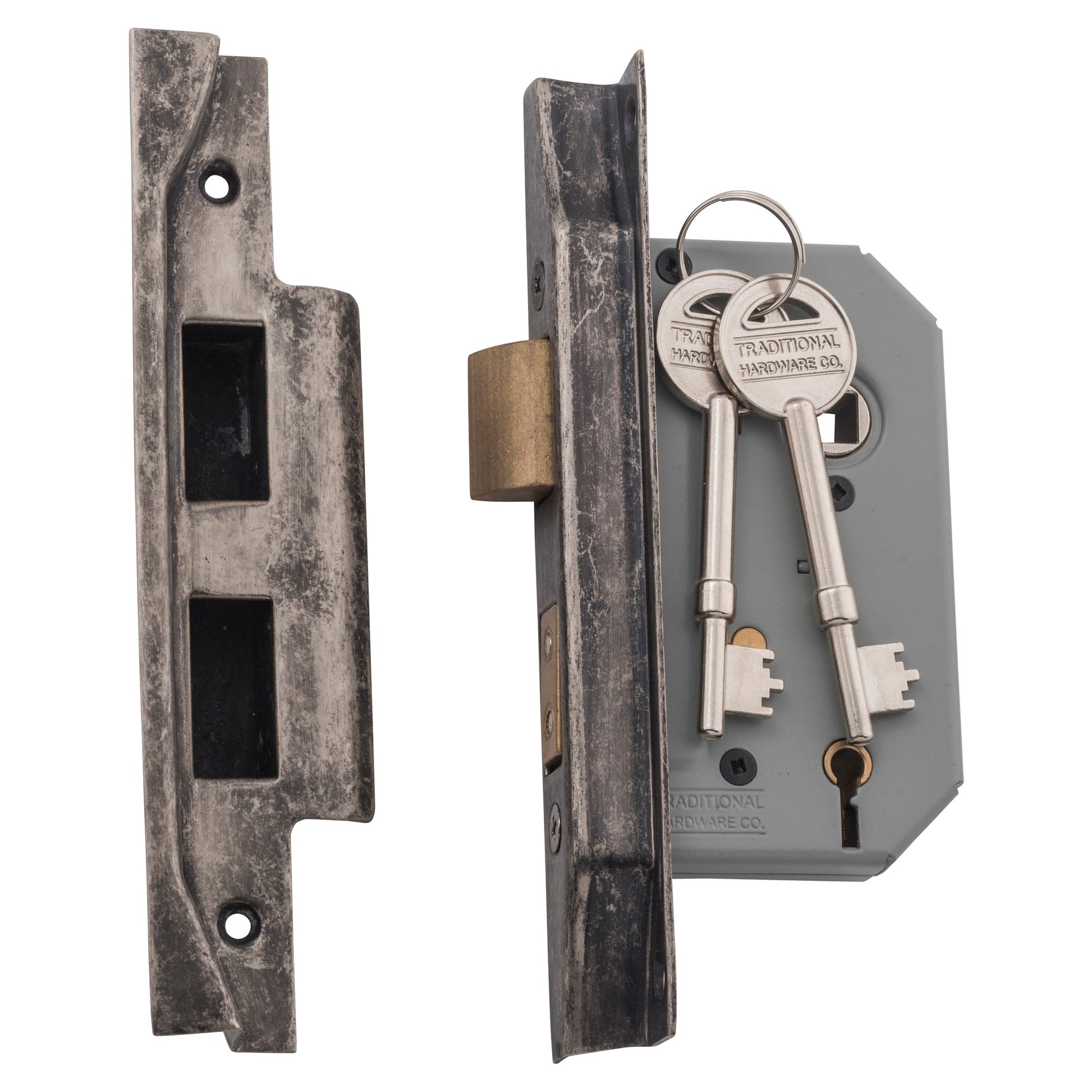 Mortice Lock 5 Lever Rebated RN CTC57mm BS 46mm, Rumbled Nickel