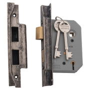 Mortice Lock 5 Lever Rebated RN CTC57mm BS 57mm, Rumbled Nickel