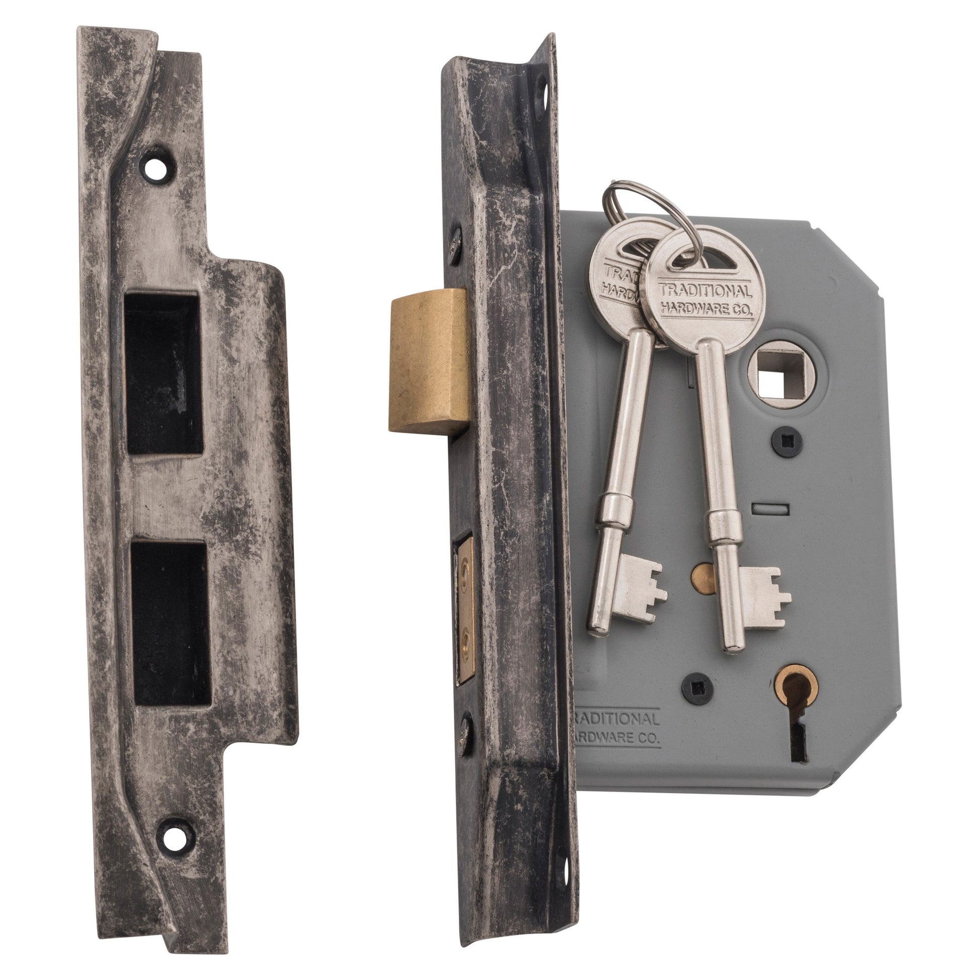 Mortice Lock 5 Lever Rebated RN CTC57mm BS 57mm, Rumbled Nickel