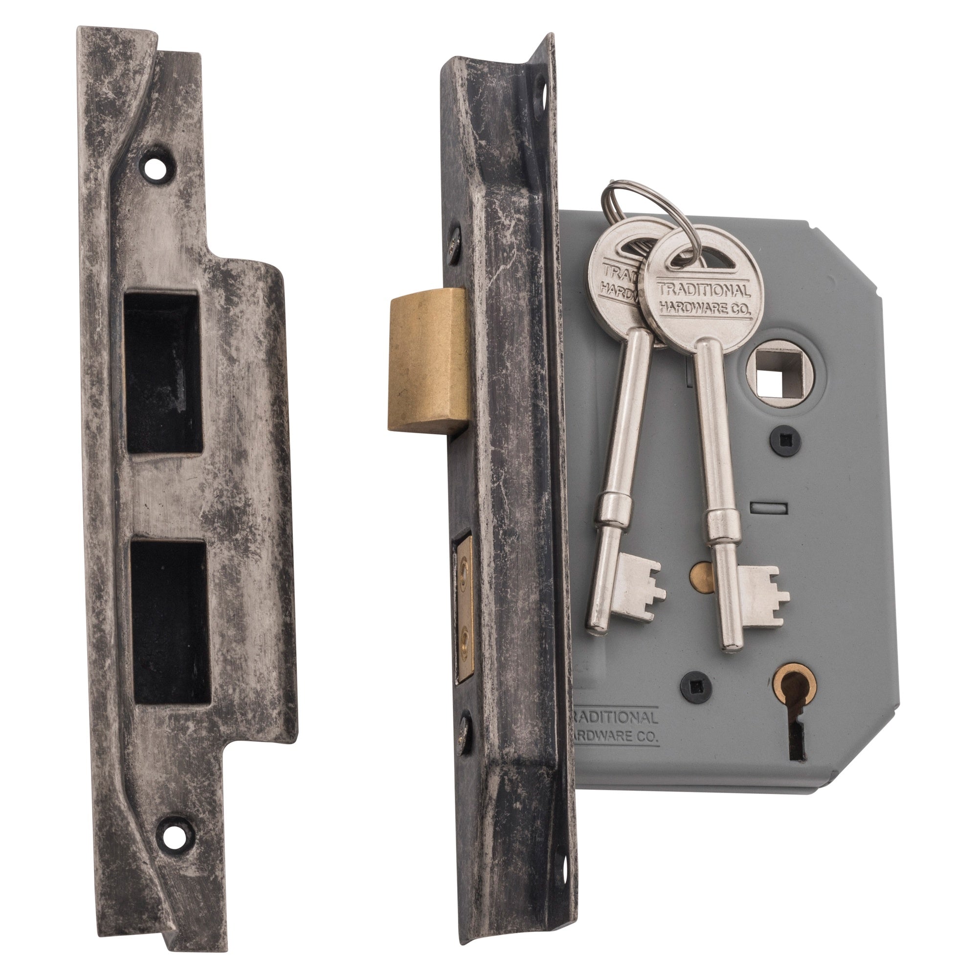 Mortice Lock 5 Lever Rebated RN CTC57mm BS 57mm, Rumbled Nickel
