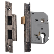 Mortice Lock Euro Rebated RN CTC47.5mm BS57mm, Rumbled Nickel
