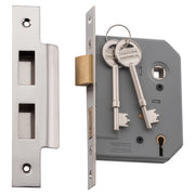 Mortice Lock 5 Lever PN CTC57mm Backset 57mm, Polished Nickel
