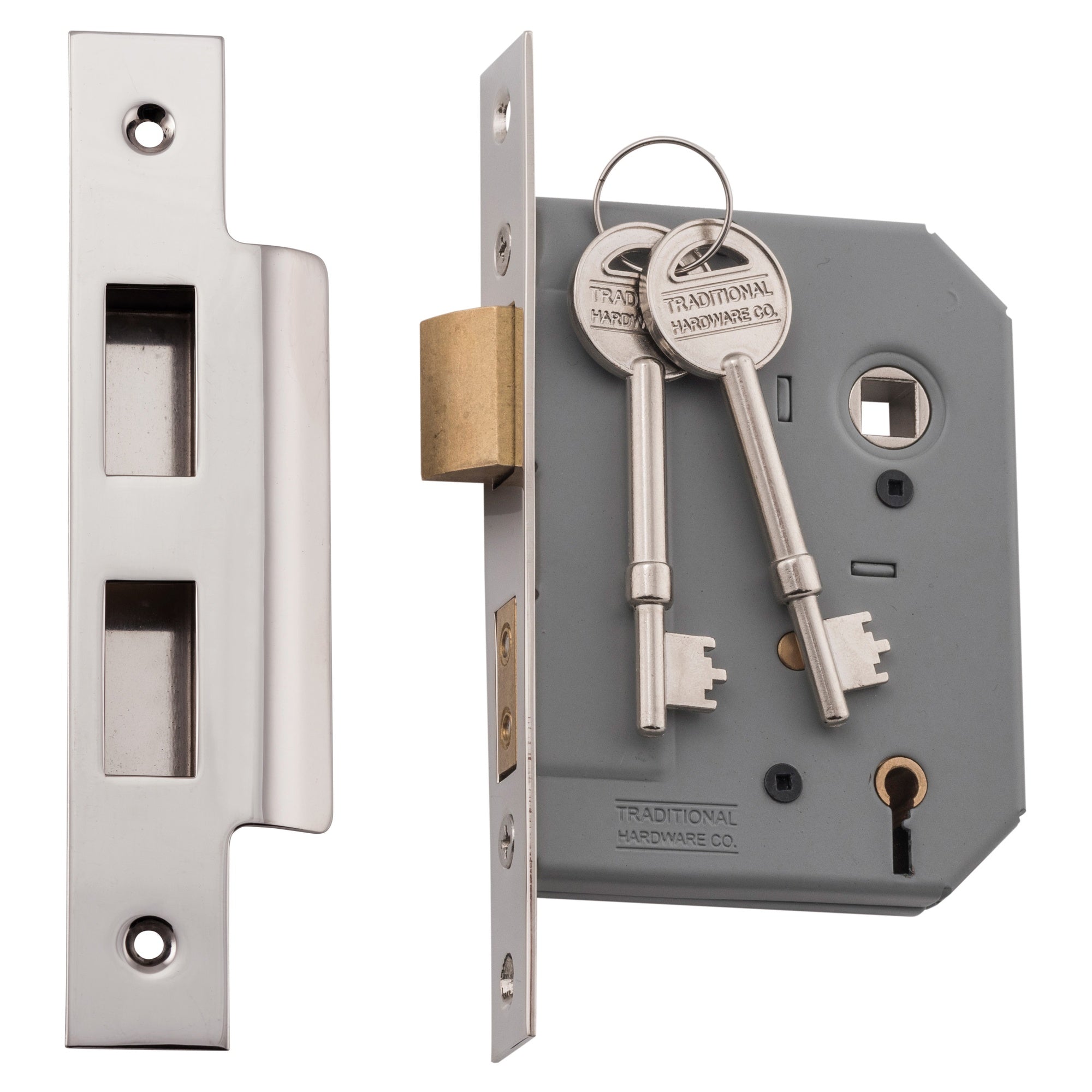 Mortice Lock 5 Lever PN CTC57mm Backset 57mm, Polished Nickel