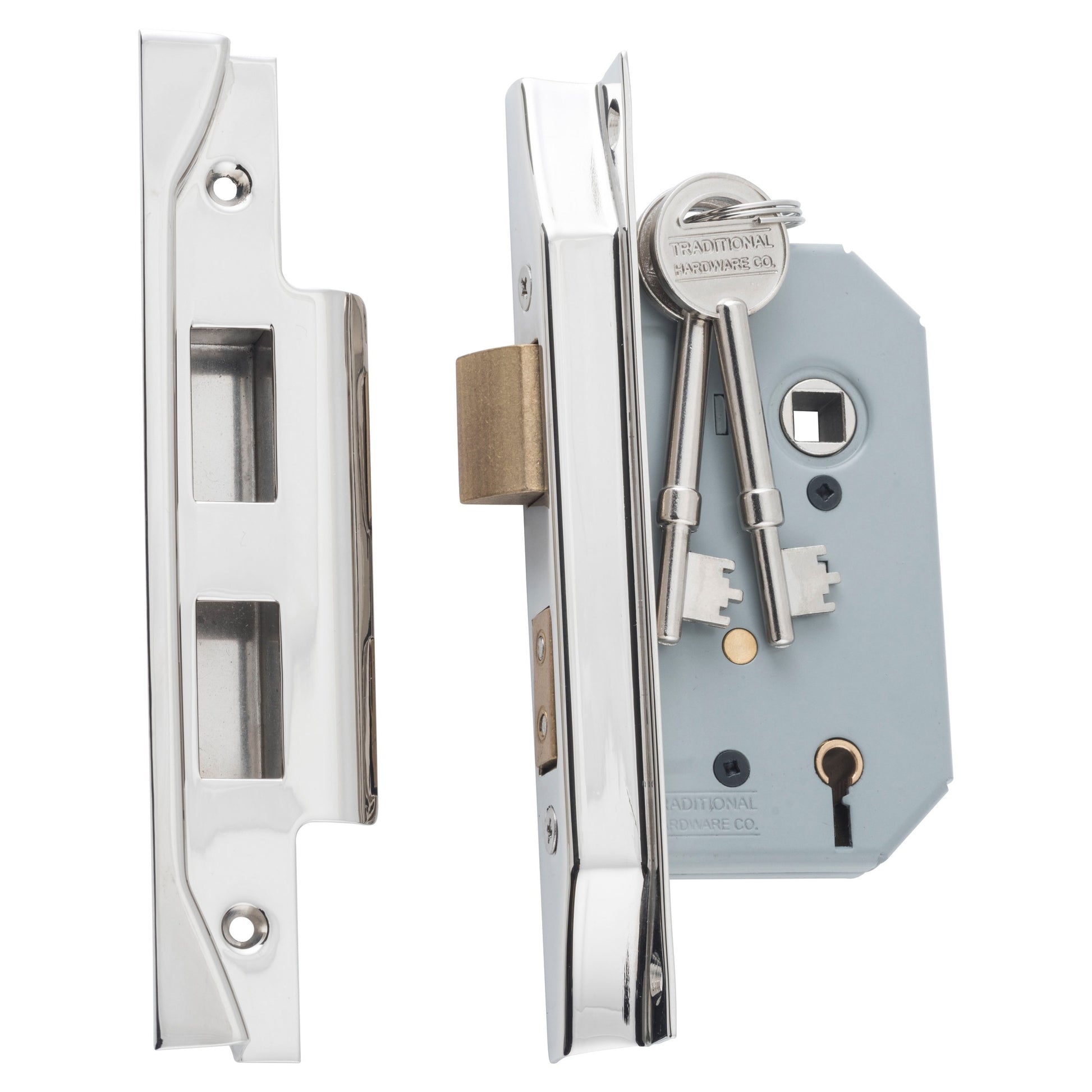 Mortice Lock 5 Lever Rebated PN CTC57mm BS 46mm, Polished Nickel