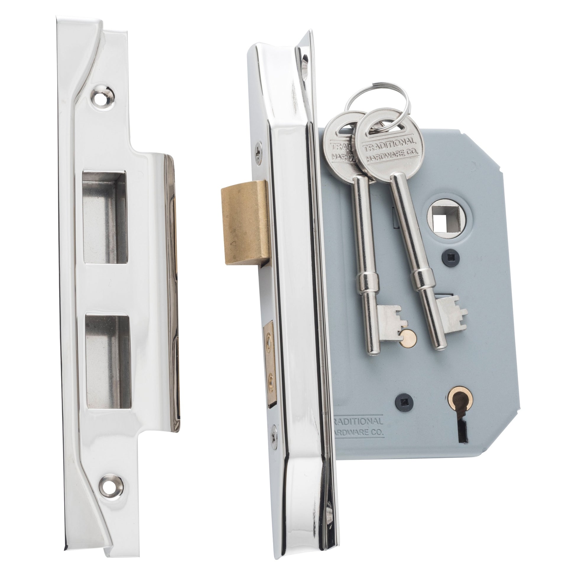 Mortice Lock 5 Lever Rebated PN CTC57mm BS 57mm, Polished Nickel