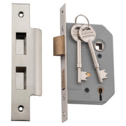 Mortice Lock 5 Lever SN CTC57mm Backset 46mm, Satin Nickel