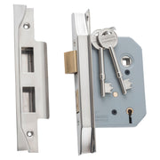 Mortice Lock 5 Lever Rebated SN CTC57mm BS 57mm, Satin Nickel