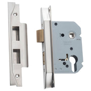 Rebated 5 Euro Lever Lock (57mm Backset), Satin Ni