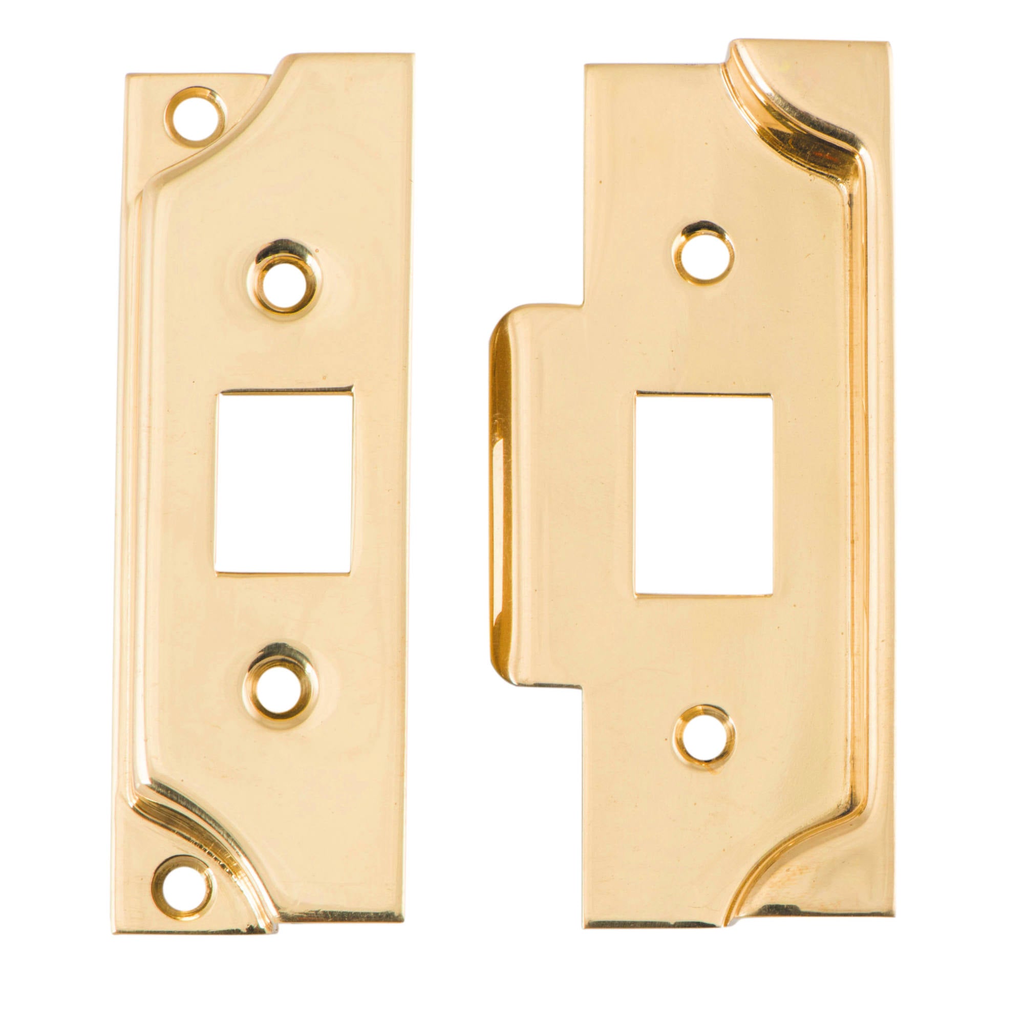 Face Plate and Striker Plate for Tube Latch. ., Polished Brass