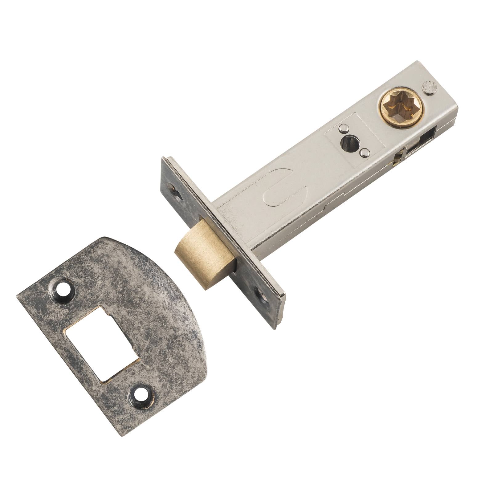 Tradco Split Cam Tube Latch 70mm Backset, Rumbled Nickel