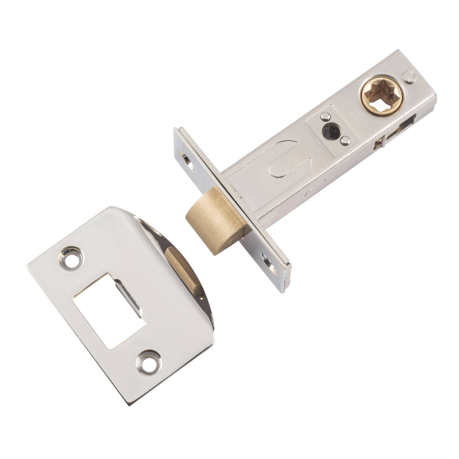 Tradco Split Cam Tube Latch 60mm Backset, Polished Nickel