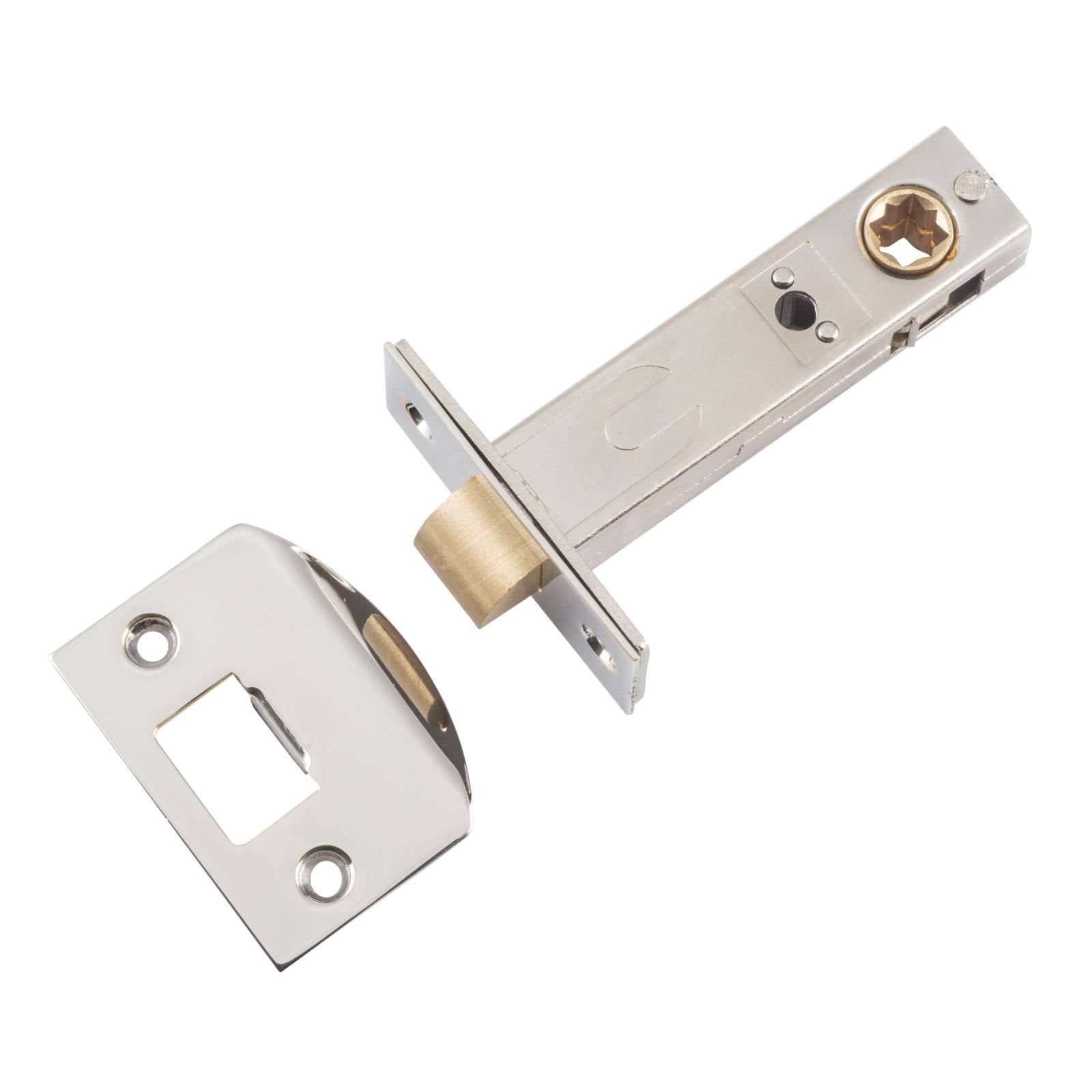 Tradco Split Cam Tube Latch 70mm Backset, Polished Nickel