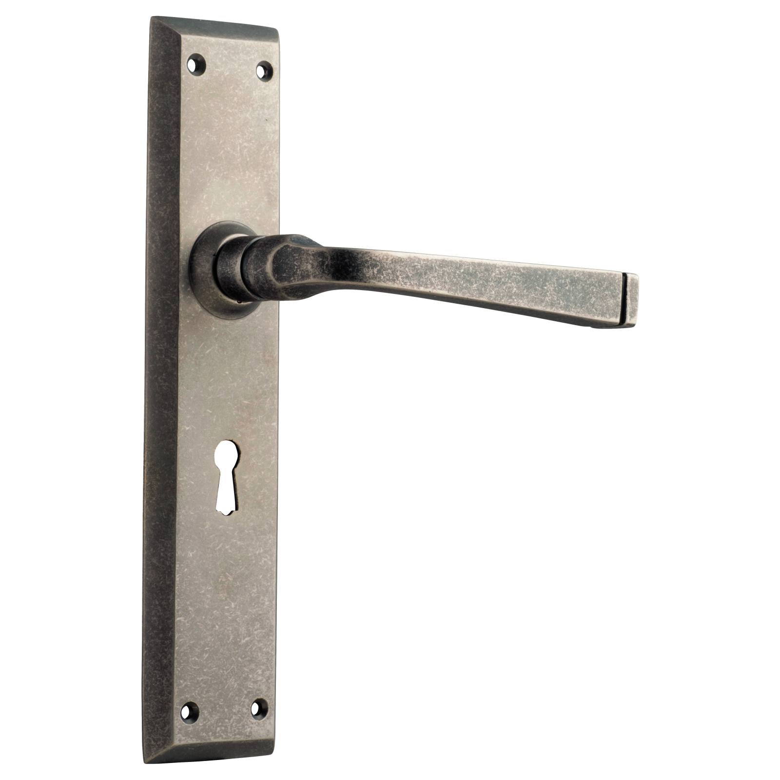 Menton Lever Lock Set, Rumbled Nickel