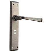 Menton Lever Lock Set, Rumbled Nickel