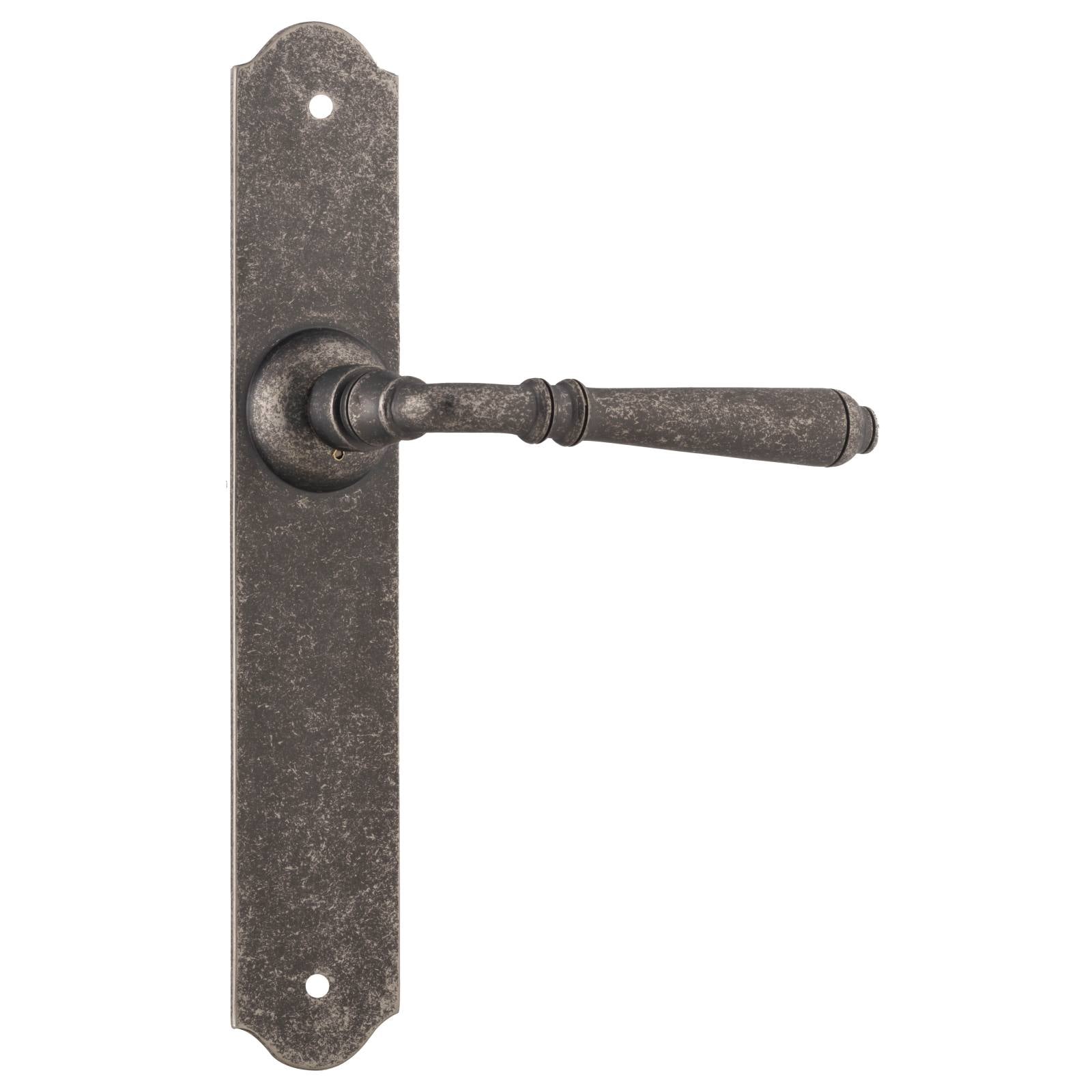 Reims Lever Latch Set, Rumbled Nickel