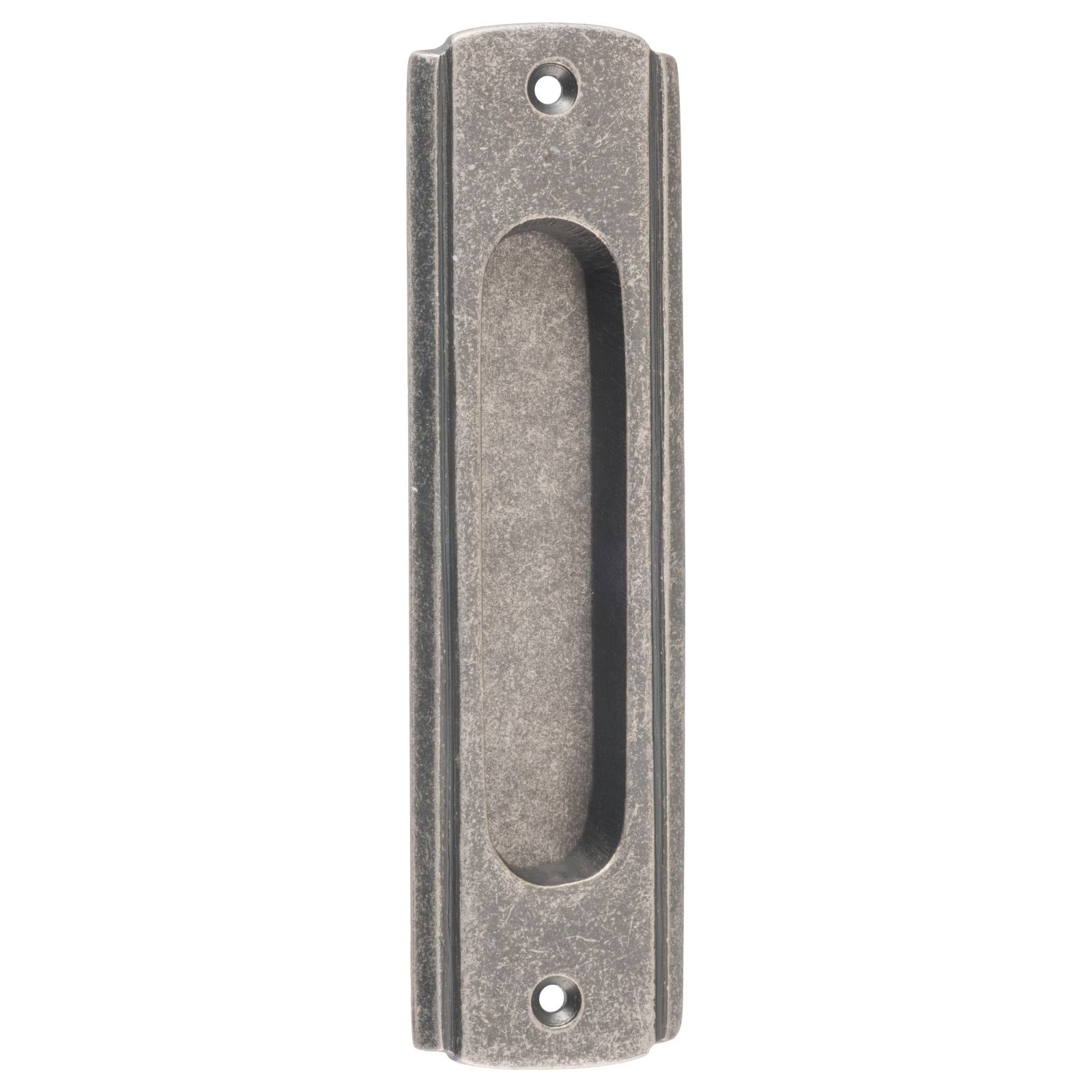 Deco Sliding Door Flush Pull, Rumbled Nickel
