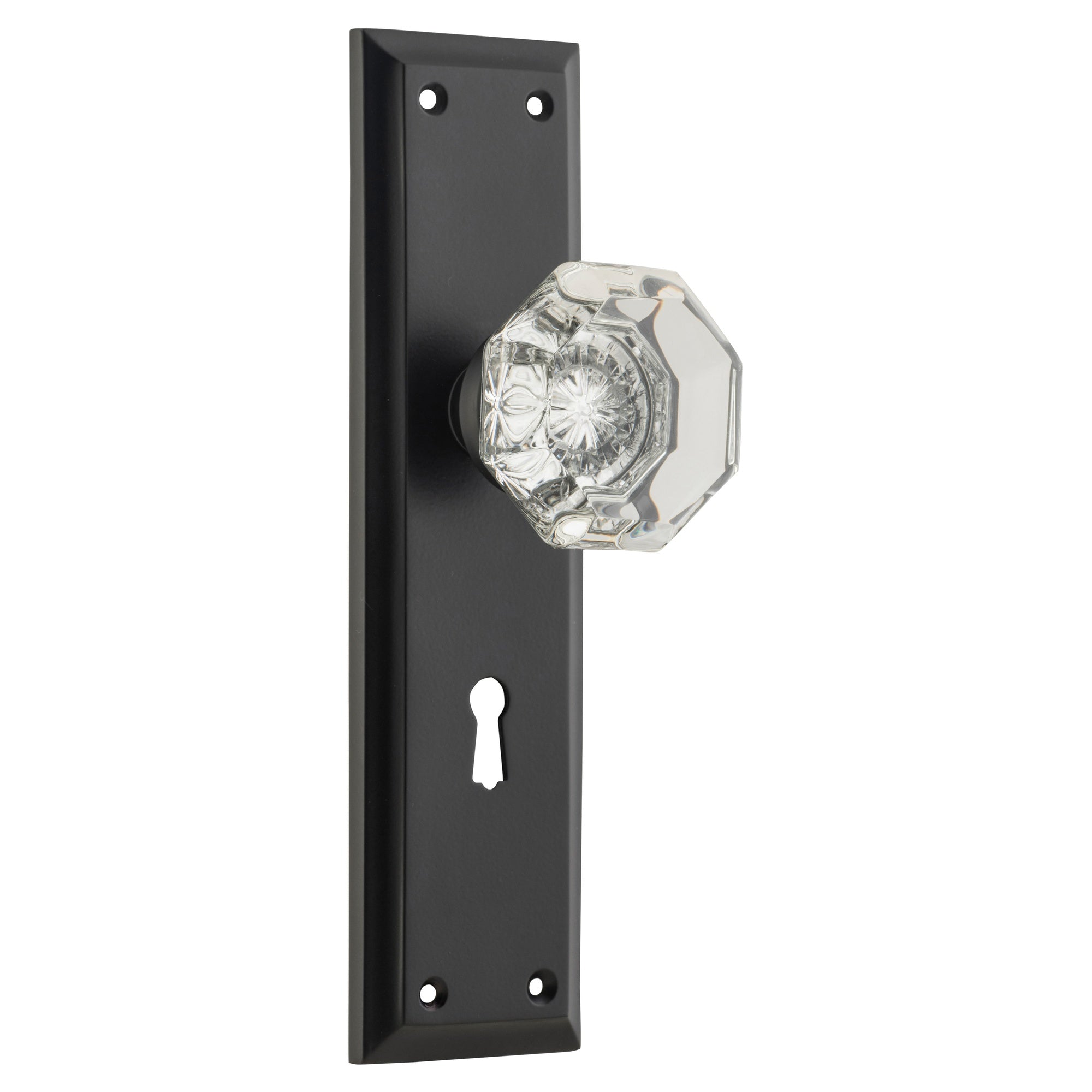 Milton Glass Knob Lock Set, Matte Black
