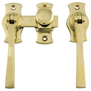 Square French Door Fastener, Polished Brass