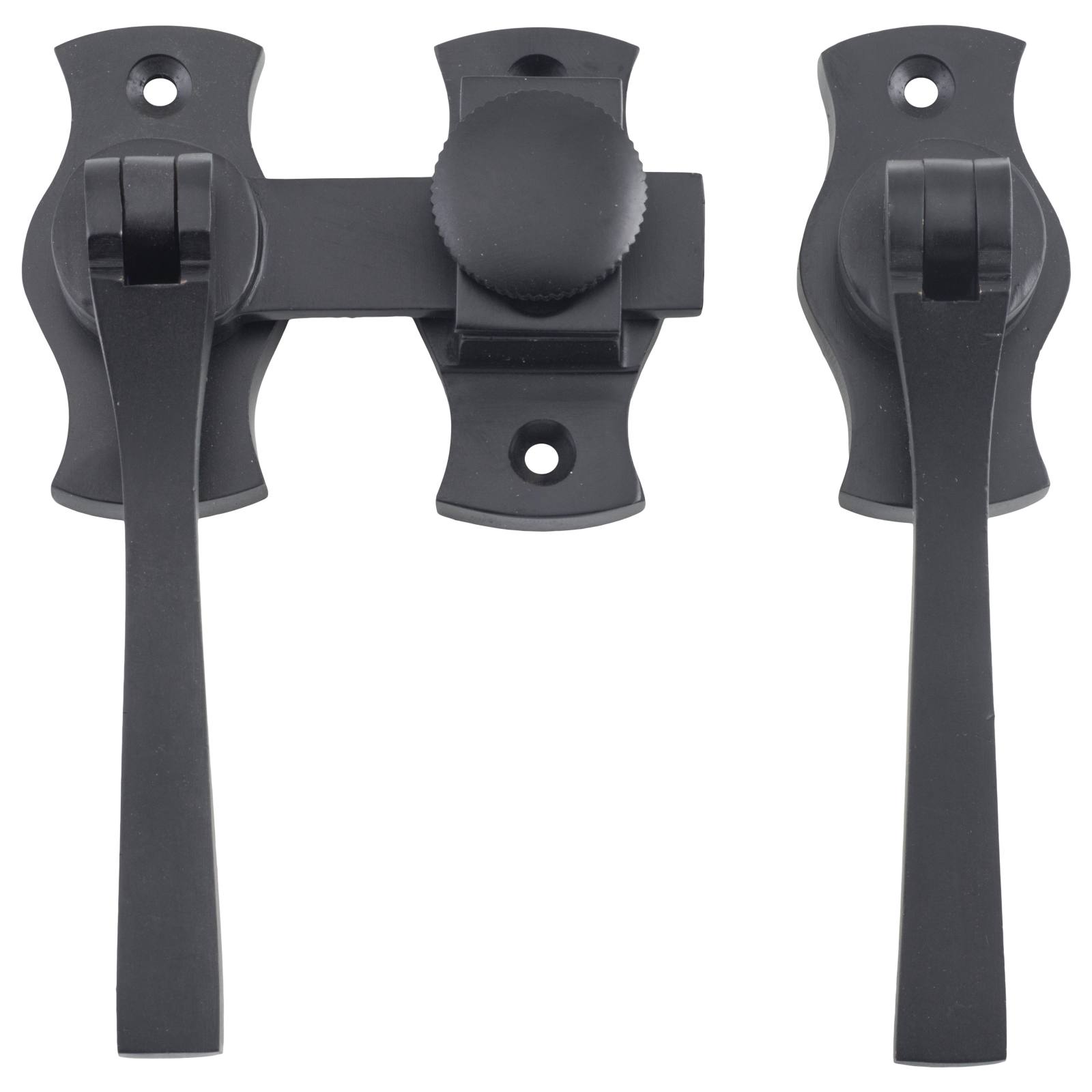 Square French Door Fastener, Matte Black