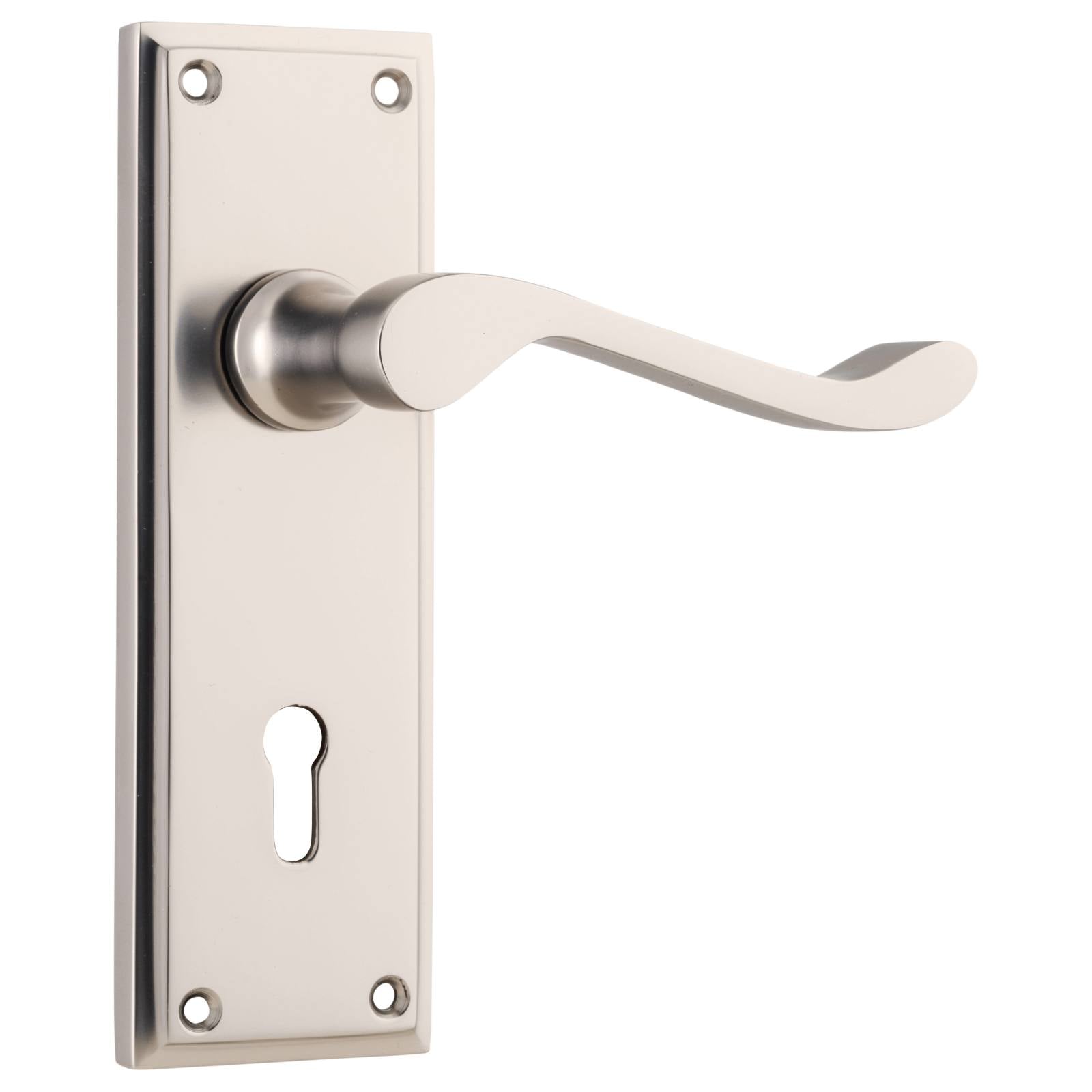 Camden Lever Lock Set, Satin Nickel