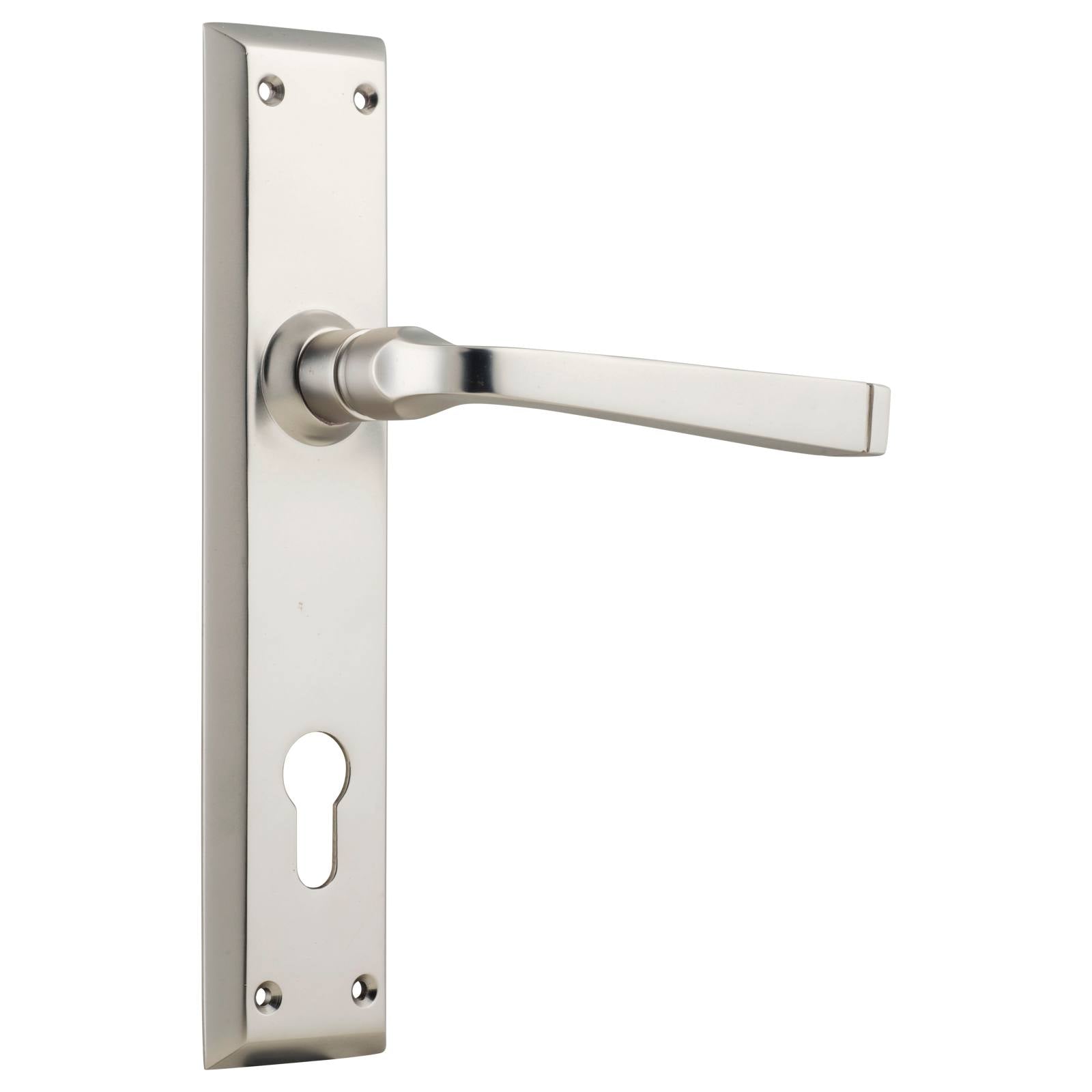 Menton 85mm Euro Lever Set, Satin Nickel