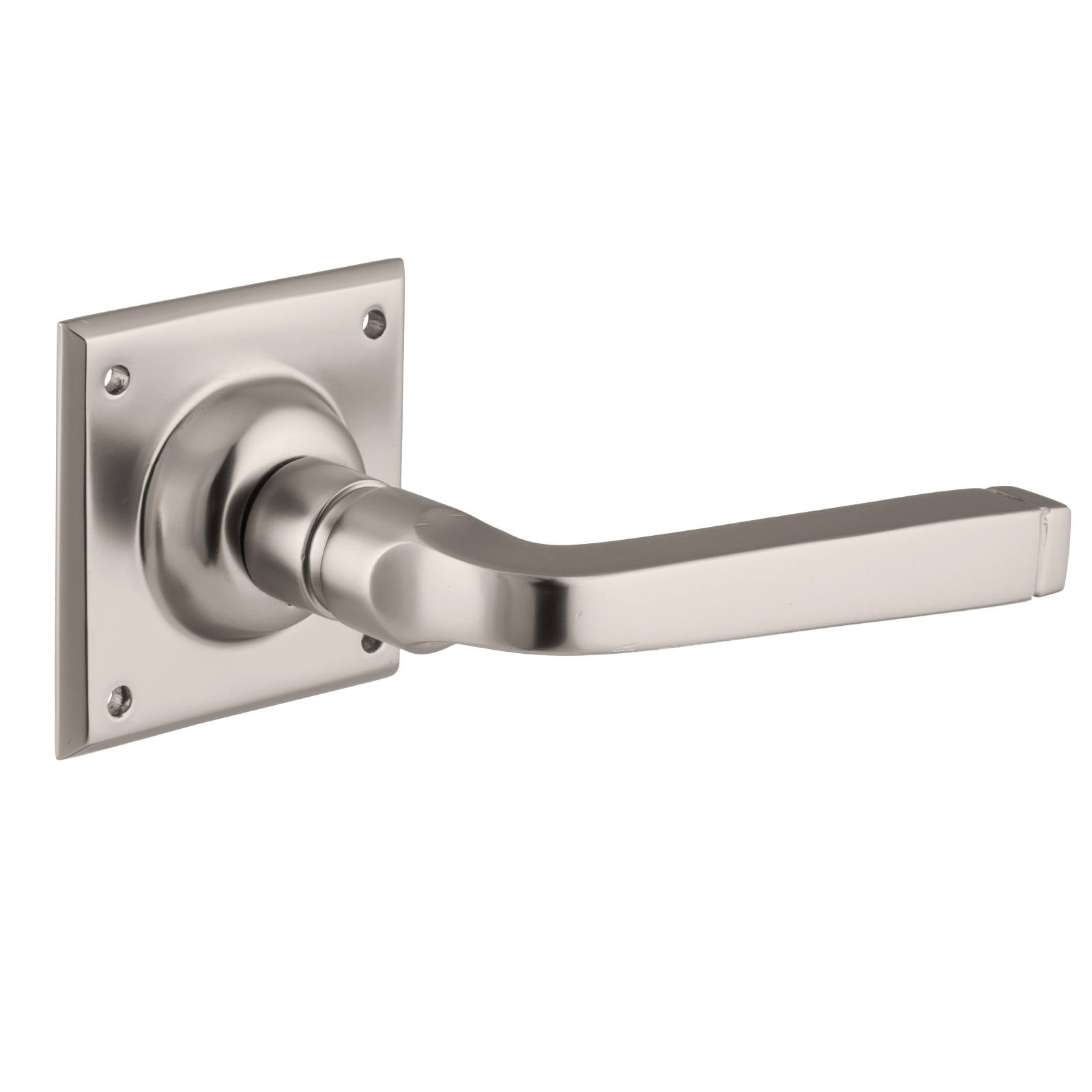 Merlot Lever Small Menton Lever on Rose, Satin Nickel – Schots Home Emporium