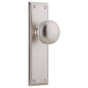 Milton Knob Latch Set, Satin Nickel