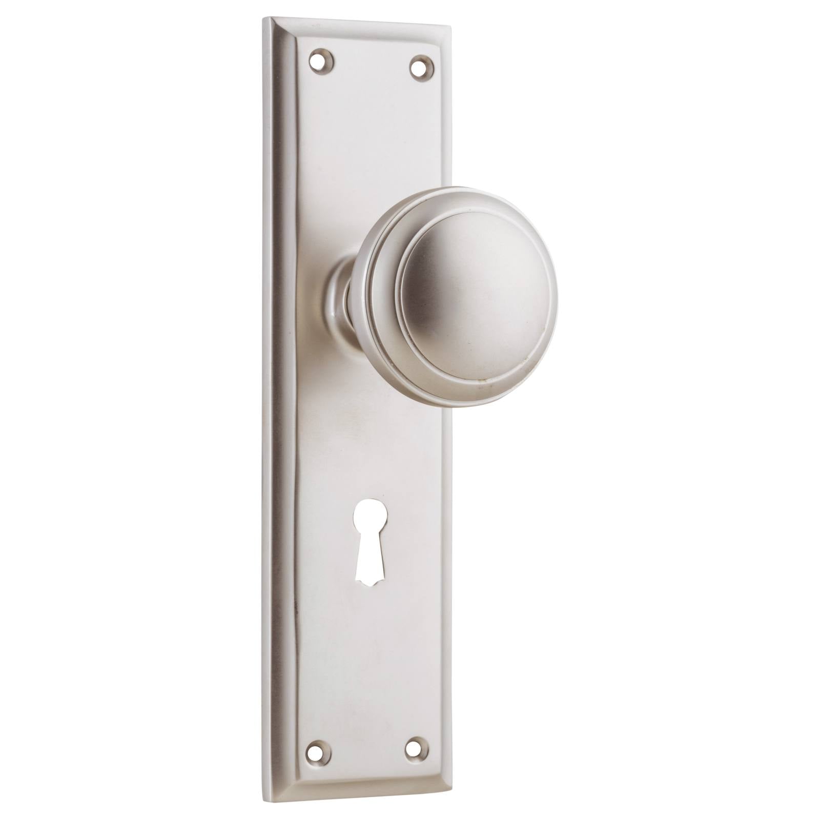 Milton Knob Lock Set, Satin Nickel