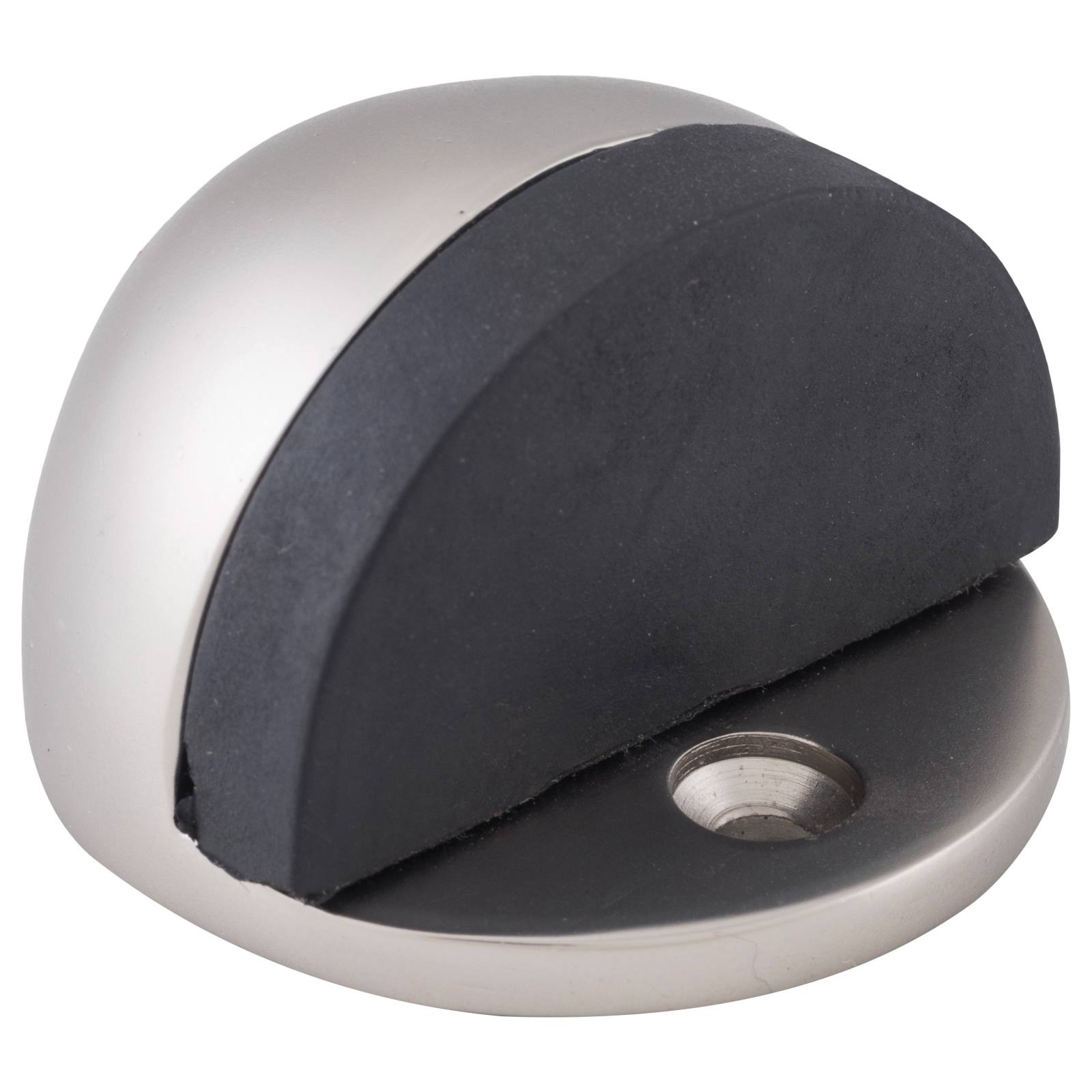 Oval Floor Mounted Door Stop, Satin Nickel