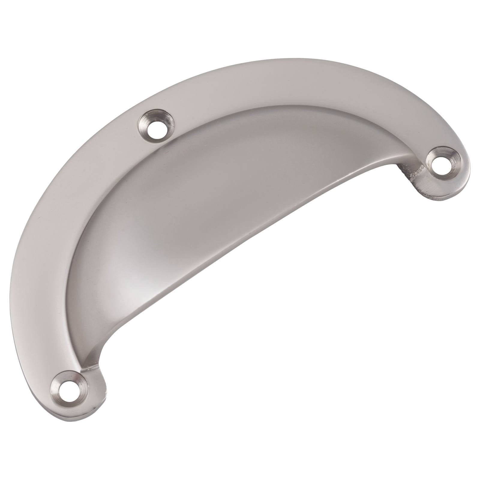 Large Cast Plain Semicircle Drawer Pull, Satin Ni